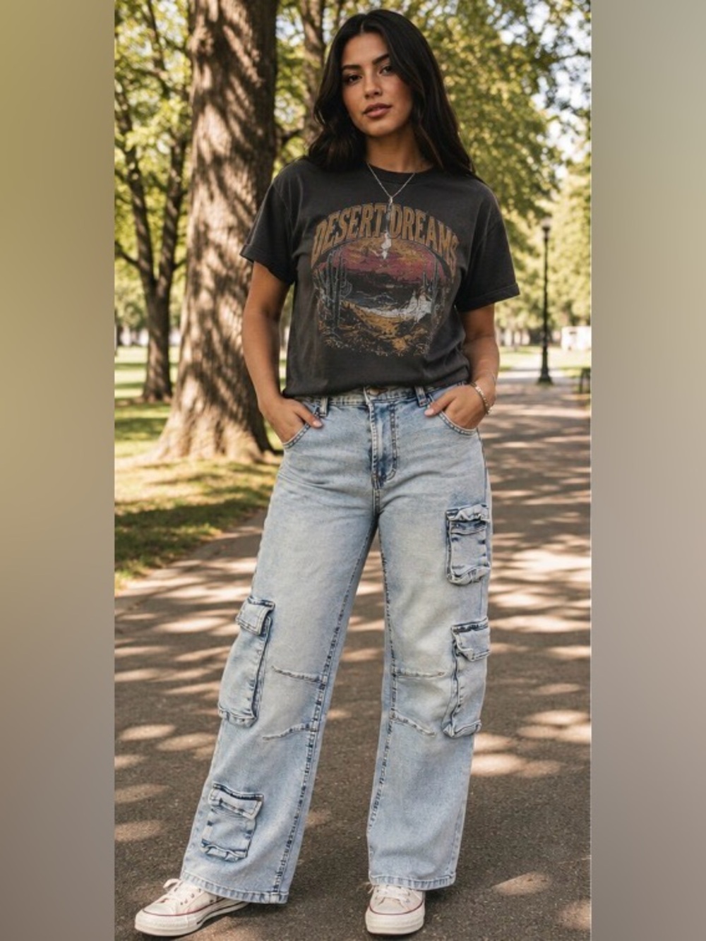Cotton Light Blue Denim Cargo Jeans